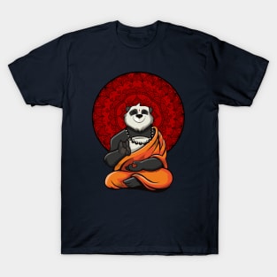 Panda Bear Zen Buddha Yoga Spiritual Cartoon Mandala T-Shirt